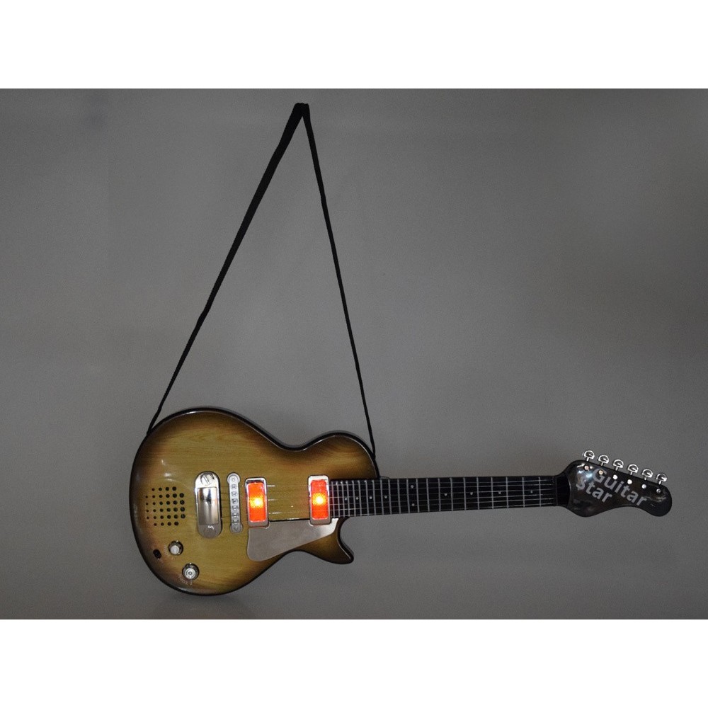 JOKO Elektrická Gitara s Kovovými strunami s svetlom + melódie,  svetlo hnedá