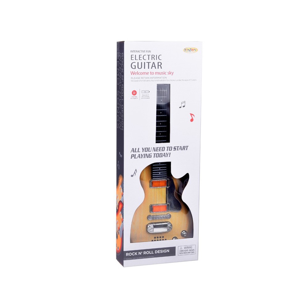 JOKO Elektrická Gitara s Kovovými strunami s svetlom + melódie,  svetlo hnedá
