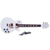 JOKO Detská Elektrická Gitara s kovovými strunami 69cm + popruh a melódie, biela