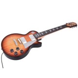 JOKO Detská Elektrická Gitara s Kombom so Svetlom, mikrofón na stojane, imitácia dreva, hnedá