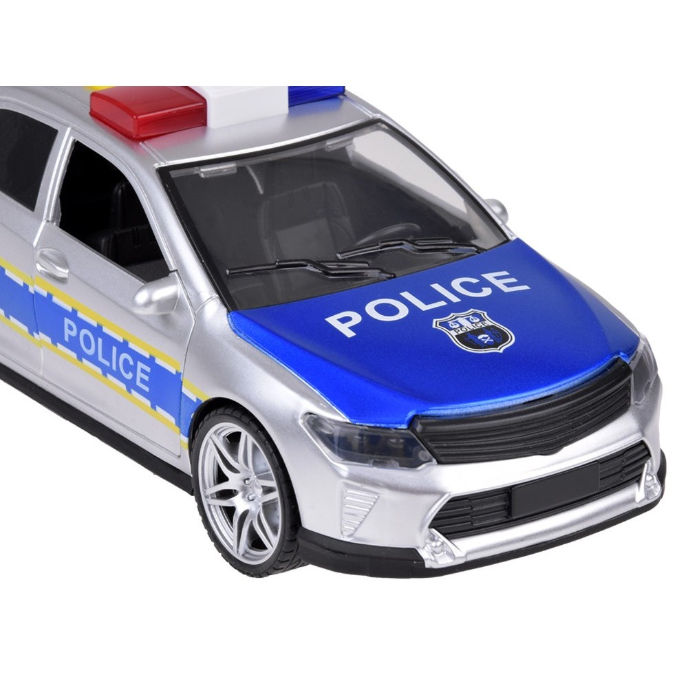 JOKO Policajné auto so svetlom, zvukom a otváracími dverami, strieborné