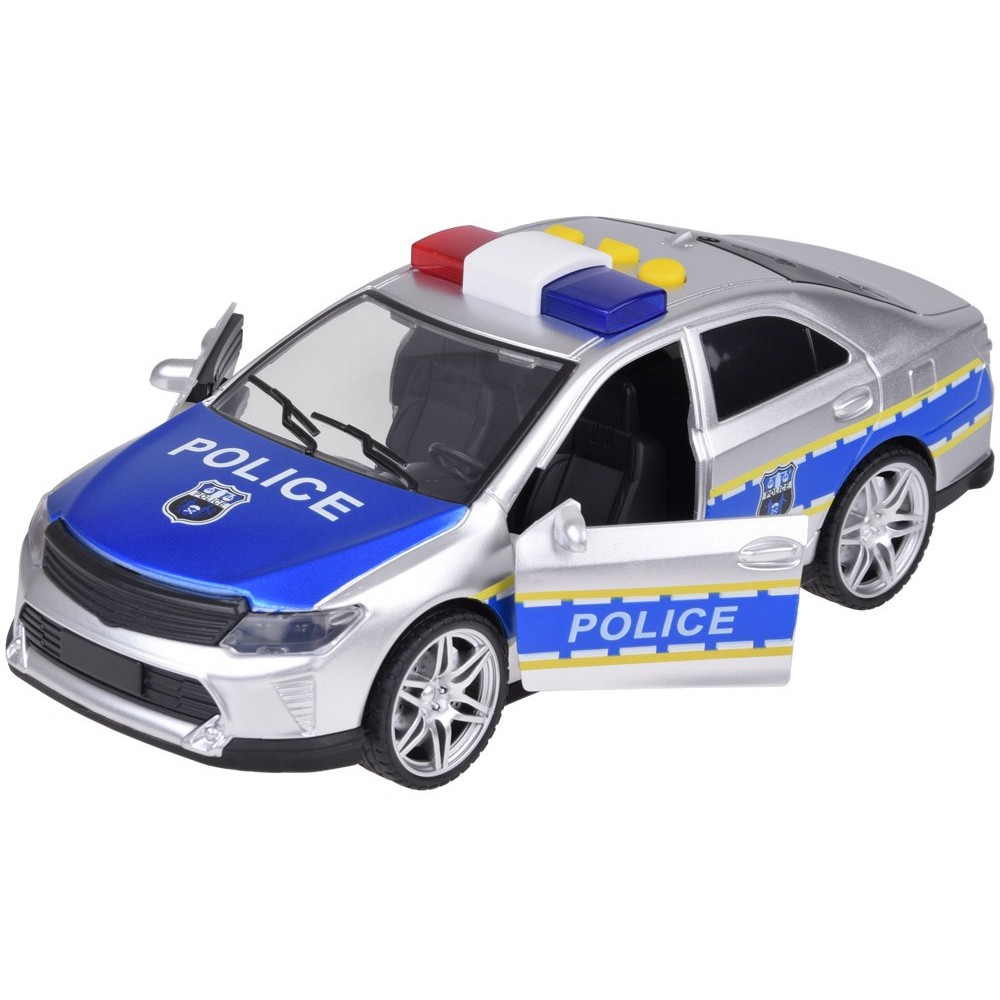 JOKO Policajné auto so svetlom, zvukom a otváracími dverami, strieborné