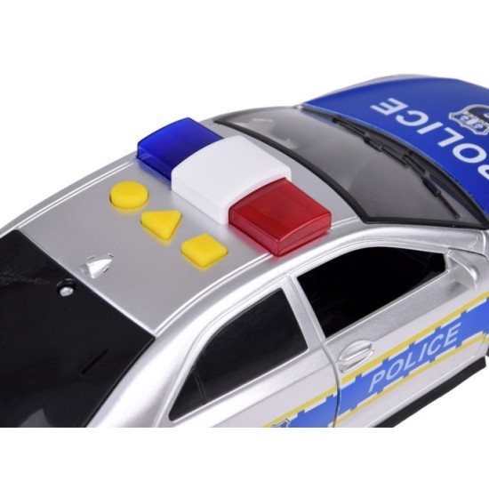 JOKO Policajné auto so svetlom, zvukom a otváracími dverami, strieborné