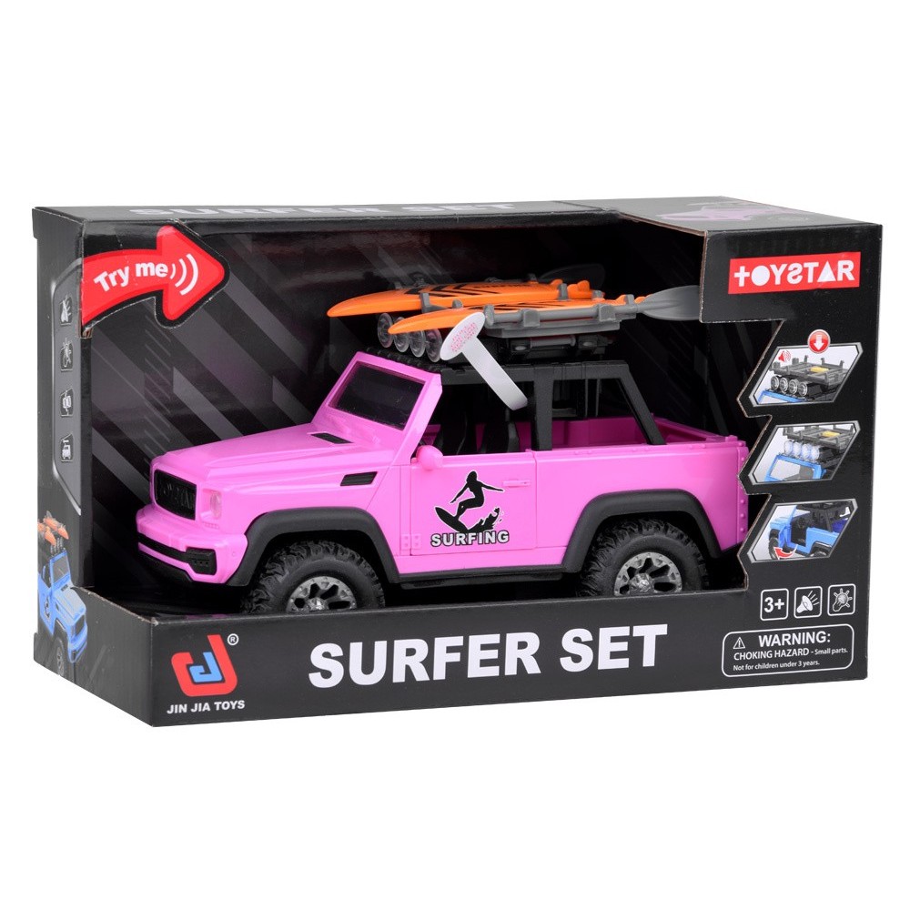 JOKO Ružové Auto Jeep OFF Road so Surfovacími Doskami, so zvukom