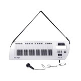 JOKO Elektrické klávesy s popruhom a mikrofónom, USB vstup a funkcia Nahrávania, biele