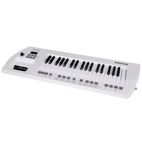 JOKO Elektrické klávesy s popruhom a mikrofónom, USB vstup a funkcia Nahrávania, biele