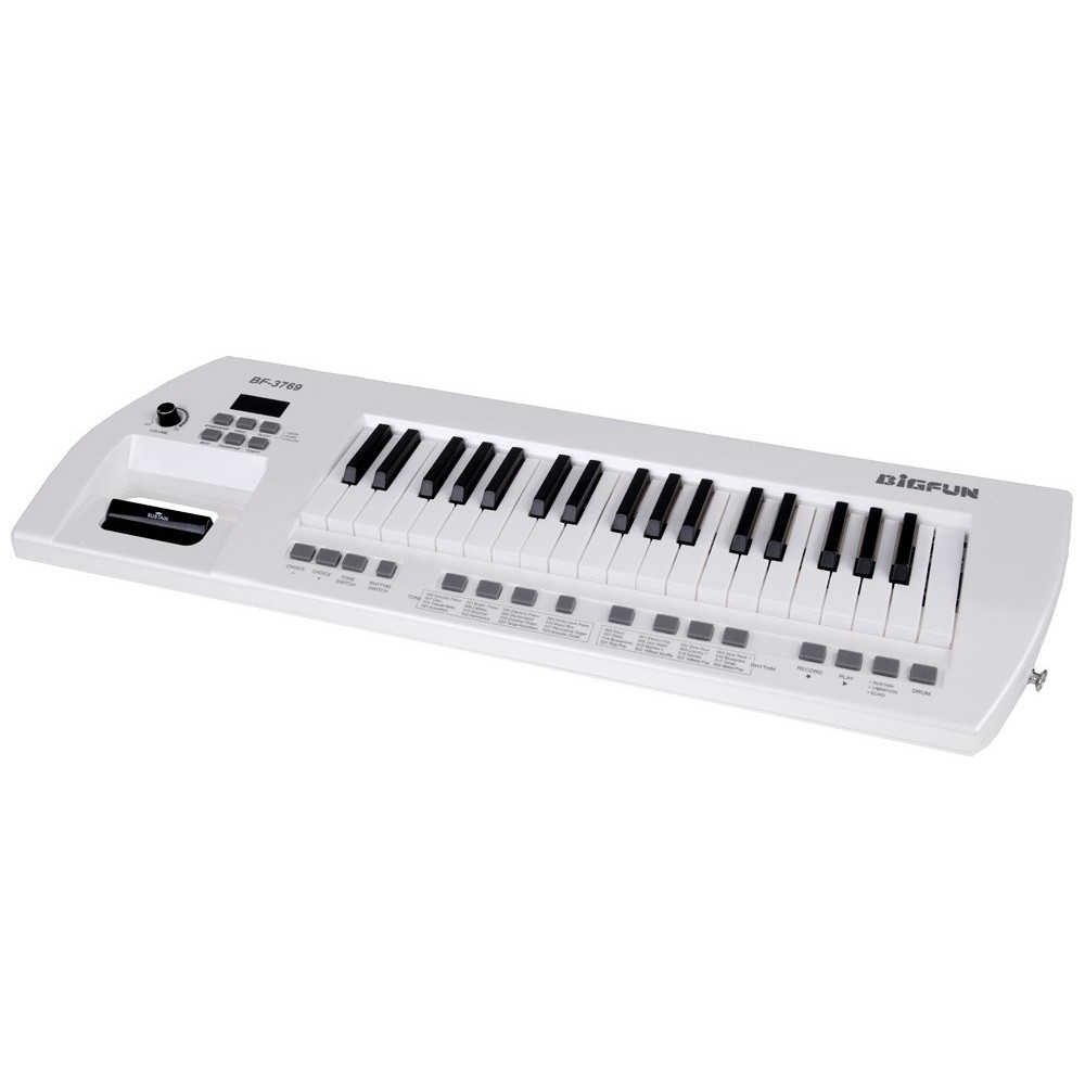 JOKO Elektrické klávesy s popruhom a mikrofónom, USB vstup a funkcia Nahrávania, biele