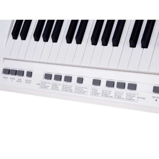 JOKO Elektrické klávesy s popruhom a mikrofónom, USB vstup a funkcia Nahrávania, biele