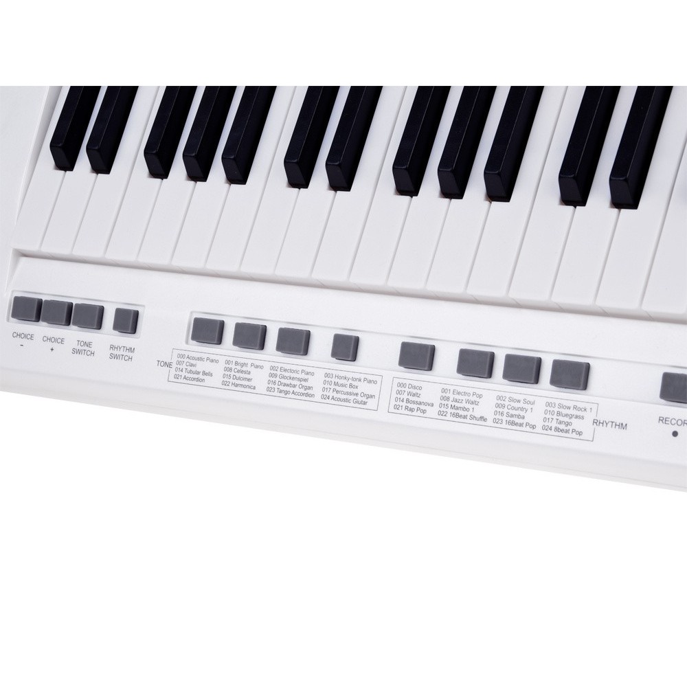 JOKO Elektrické klávesy s popruhom a mikrofónom, USB vstup a funkcia Nahrávania, biele