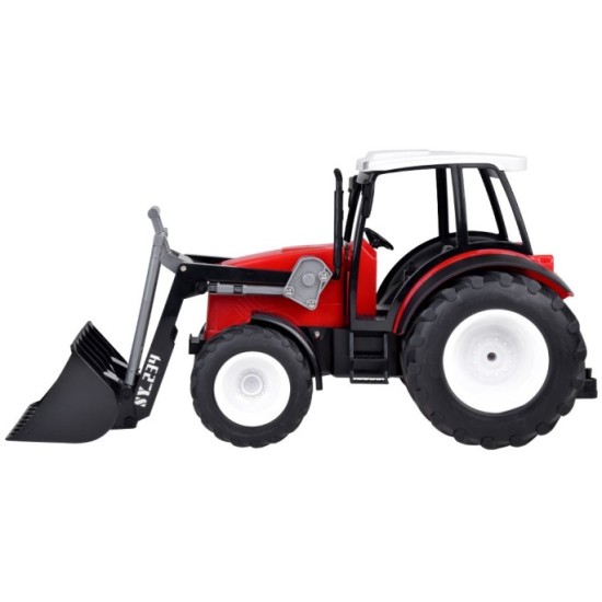 JOKO Veľký Traktor 33cm s pohyblicým ramenom a lyžicou a Veľkými kolesami, červený