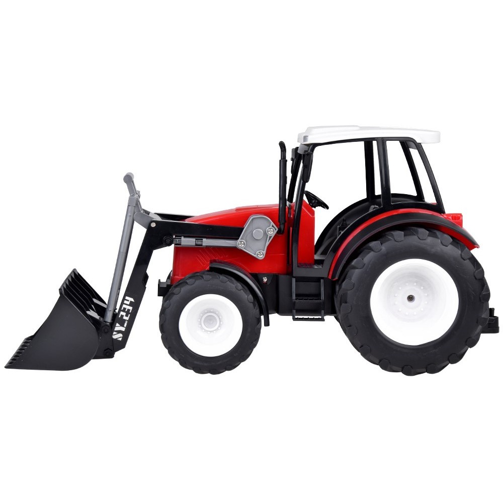 JOKO Veľký Traktor 33cm s pohyblicým ramenom a lyžicou a Veľkými kolesami, červený