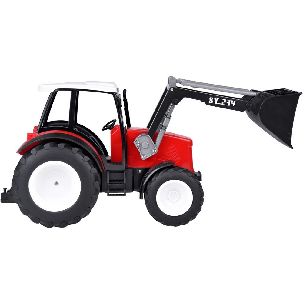 JOKO Veľký Traktor 33cm s pohyblicým ramenom a lyžicou a Veľkými kolesami, červený