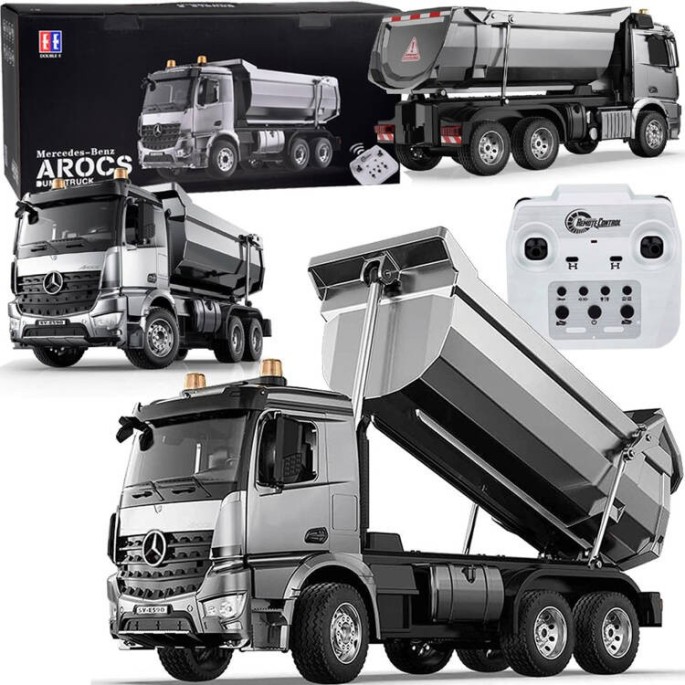 Double Eagle RC Kovové Nákladné Auto Mercedes Arocs s vyklápacou vlečkou na diaľkové ovládanie, so svetlom a zvukom 1:20 + USB n