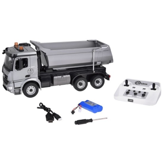 Double Eagle RC Kovové Nákladné Auto Mercedes Arocs s vyklápacou vlečkou na diaľkové ovládanie, so svetlom a zvukom 1:20 + USB n