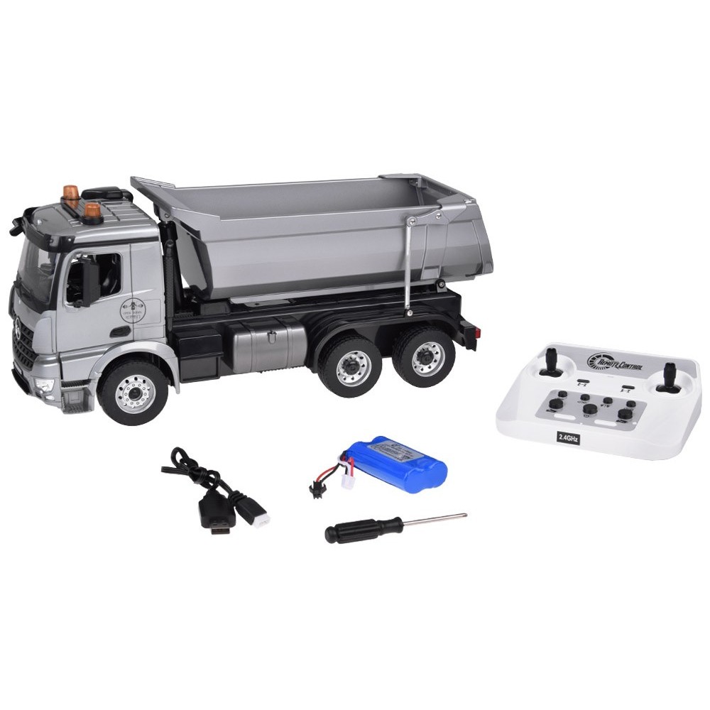 Double Eagle RC Kovové Nákladné Auto Mercedes Arocs s vyklápacou vlečkou na diaľkové ovládanie, so svetlom a zvukom 1:20 + USB n
