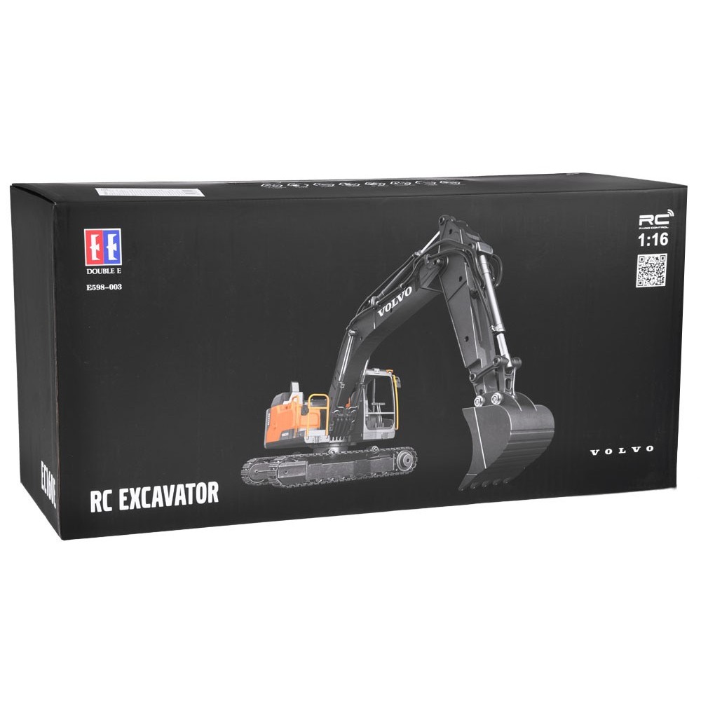 Double Eagle RC Bager Volvo s vymeniteľnými hrotmi 3v1, pneumatické kladivo, bager s drapákom + lopta + svetlo + zvuk 1:16