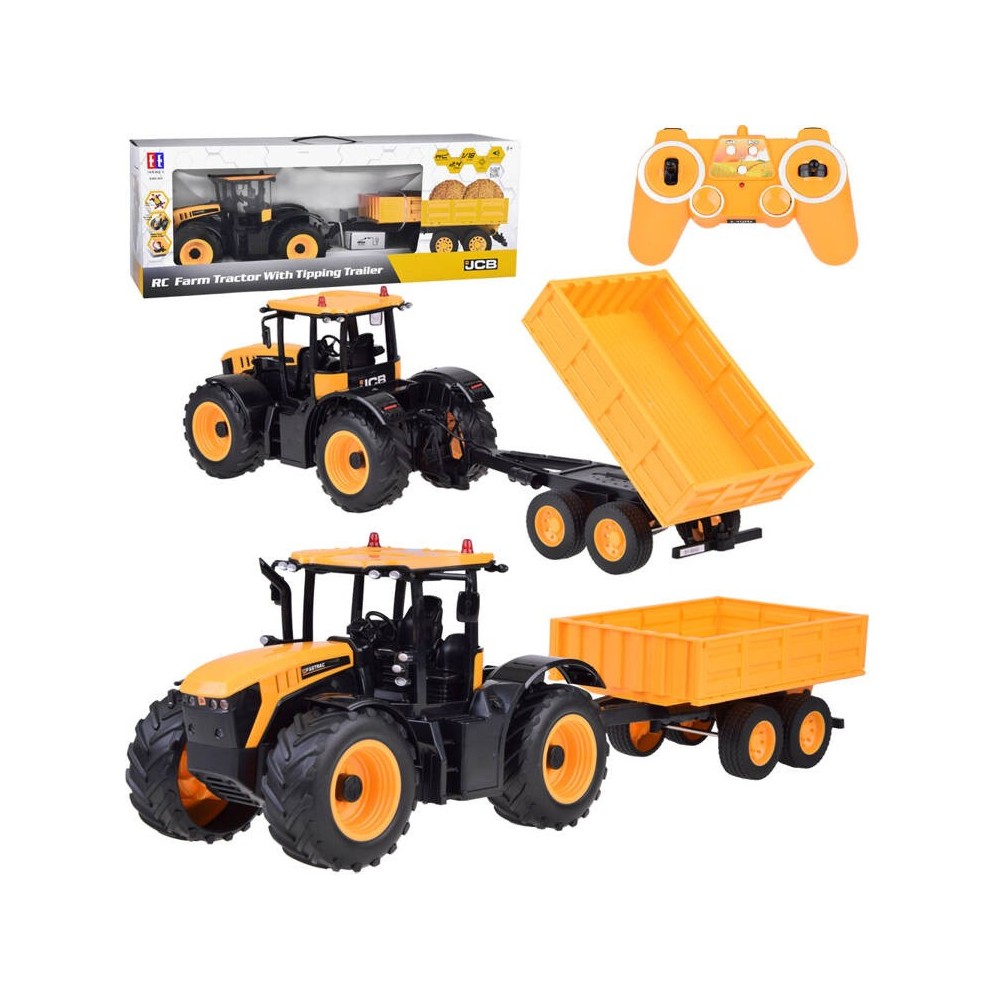 JOKO RC Traktor JCB s vlečkou 1:16 na diaľkové ovládanie so svetlom a zvukom 69cm, žltý