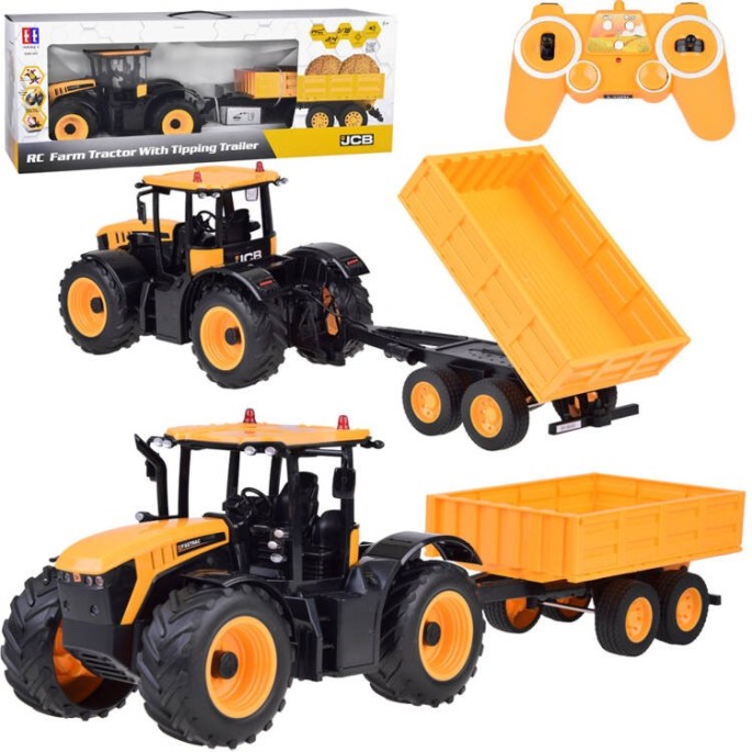 JOKO RC Traktor JCB s vlečkou 1:16 na diaľkové ovládanie so svetlom a zvukom 69cm, žltý