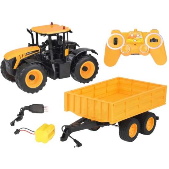JOKO RC Traktor JCB s vlečkou 1:16 na diaľkové ovládanie so svetlom a zvukom 69cm, žltý