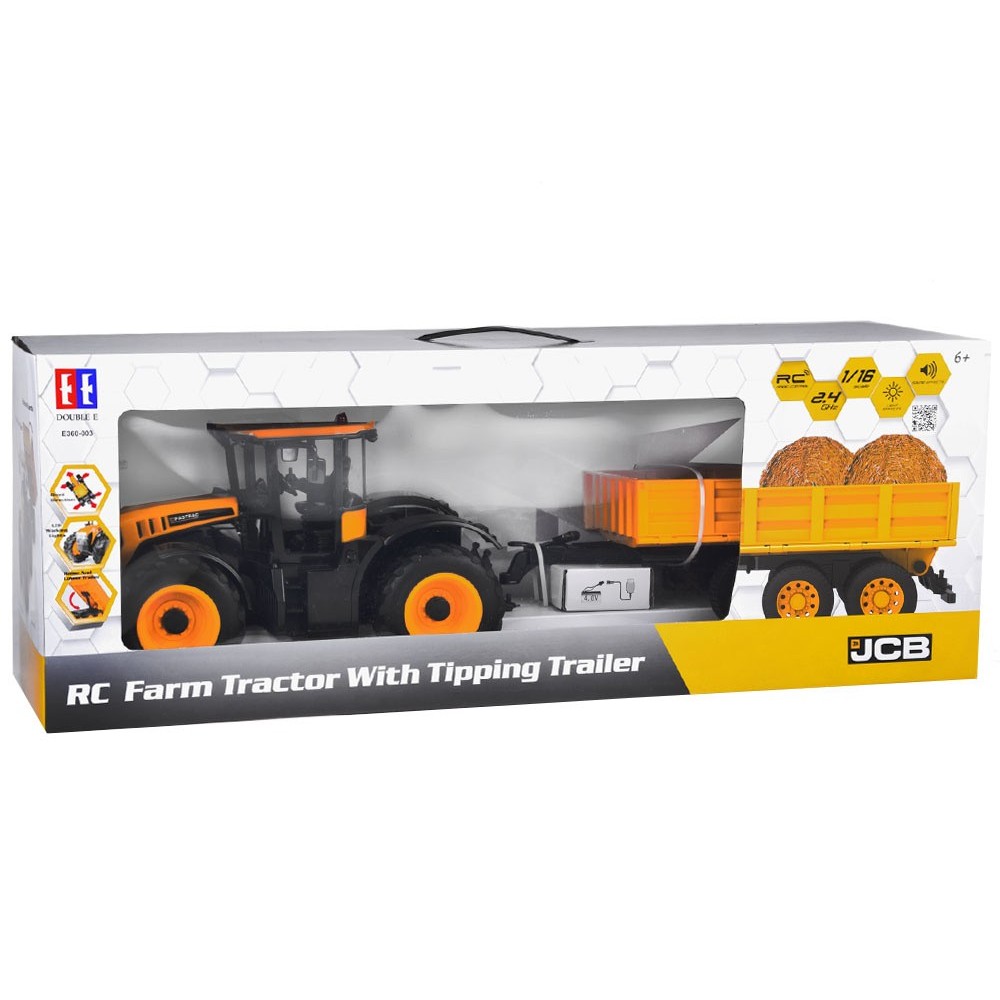 JOKO RC Traktor JCB s vlečkou 1:16 na diaľkové ovládanie so svetlom a zvukom 69cm, žltý