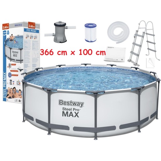 Bestway 56418 bazén SteelPRO MAX s kovovou konštrukciou 366 cm x 100 cm + čerpadlo + rebrík