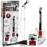 JOKO Elektrická gitara + mikrofón + statív + kombo sada 3v1, biela
