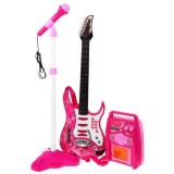 JOKO Sada Elektrická Gitara s Kombom a mikrofónom + nastaviteľný stojan, ružová