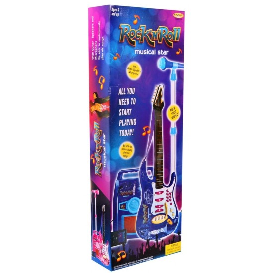 JOKO Sada Elektrická Gitara s Kombom a mikrofónom + nastaviteľný stojan, ružová