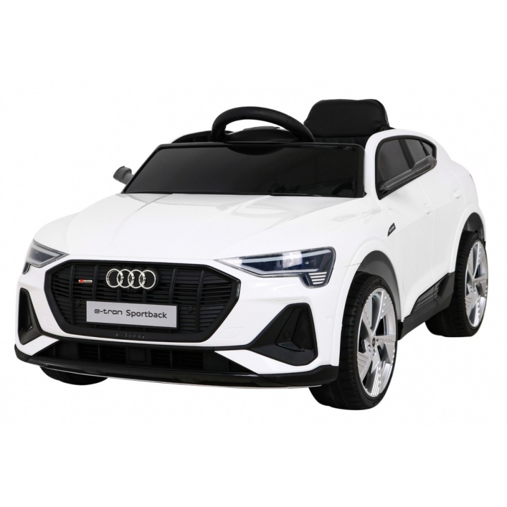 JOKO Elektrické autíčko AUDI E-Tron Sportback 4x4, penové kolesá, kožené sedadlo, biele
