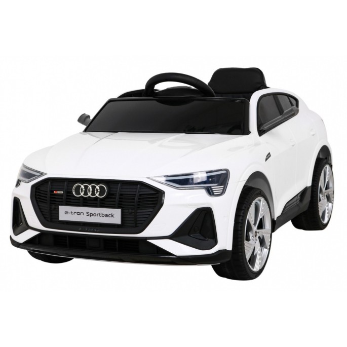 JOKO Elektrické autíčko AUDI E-Tron Sportback 4x4, penové kolesá, kožené sedadlo, biele