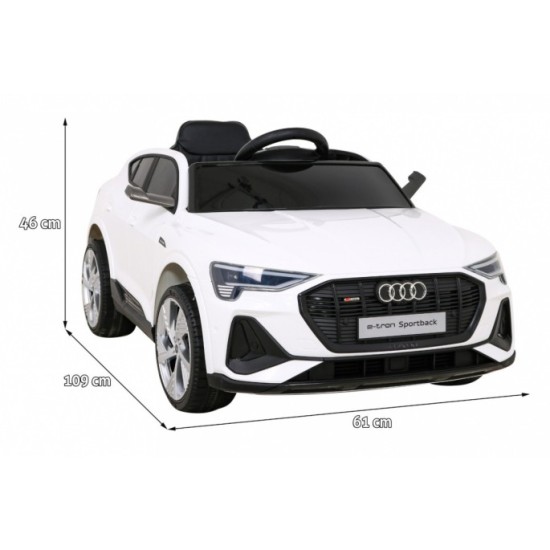 JOKO Elektrické autíčko AUDI E-Tron Sportback 4x4, penové kolesá, kožené sedadlo, biele