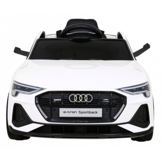 JOKO Elektrické autíčko AUDI E-Tron Sportback 4x4, penové kolesá, kožené sedadlo, biele