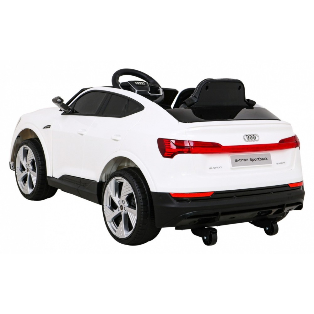JOKO Elektrické autíčko AUDI E-Tron Sportback 4x4, penové kolesá, kožené sedadlo, biele