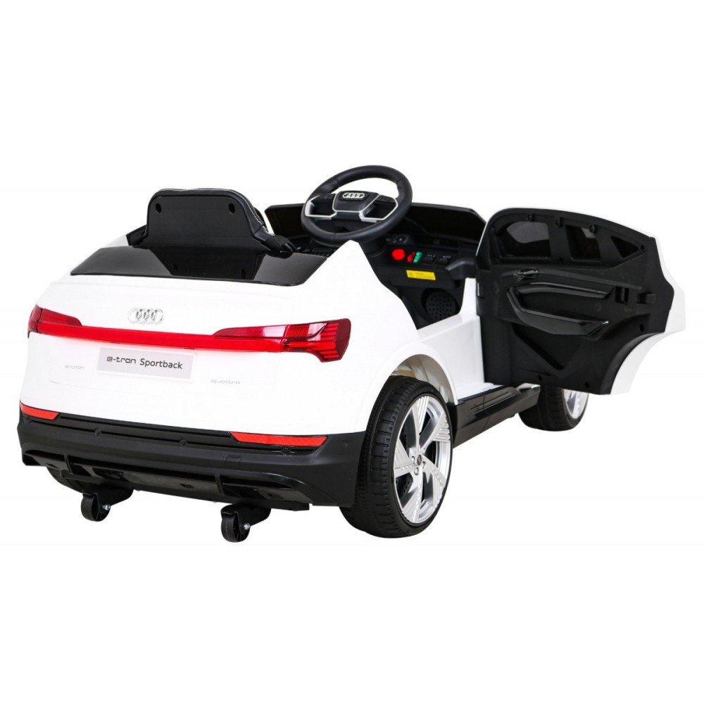 JOKO Elektrické autíčko AUDI E-Tron Sportback 4x4, penové kolesá, kožené sedadlo, biele