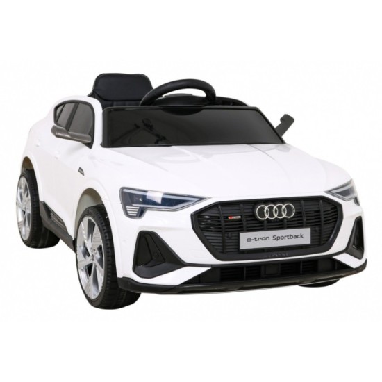JOKO Elektrické autíčko AUDI E-Tron Sportback 4x4, penové kolesá, kožené sedadlo, biele