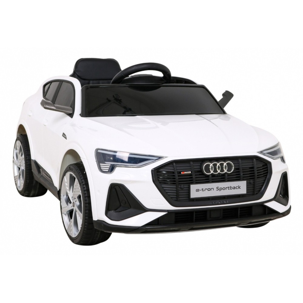 JOKO Elektrické autíčko AUDI E-Tron Sportback 4x4, penové kolesá, kožené sedadlo, biele
