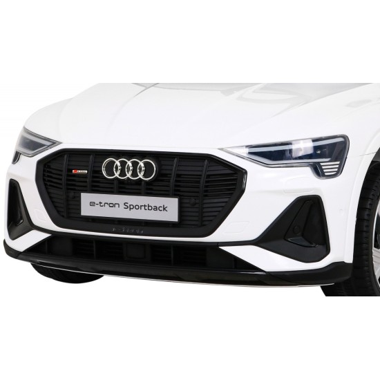 JOKO Elektrické autíčko AUDI E-Tron Sportback 4x4, penové kolesá, kožené sedadlo, biele