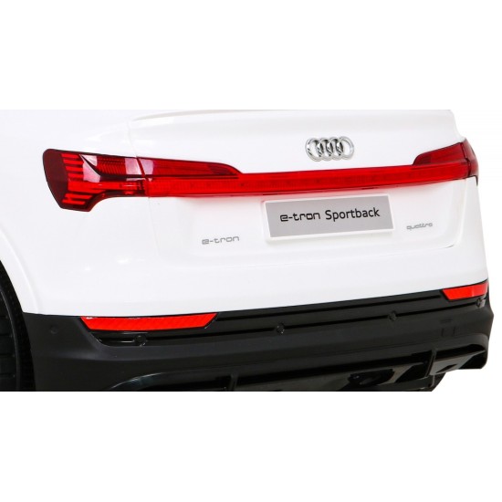 JOKO Elektrické autíčko AUDI E-Tron Sportback 4x4, penové kolesá, kožené sedadlo, biele