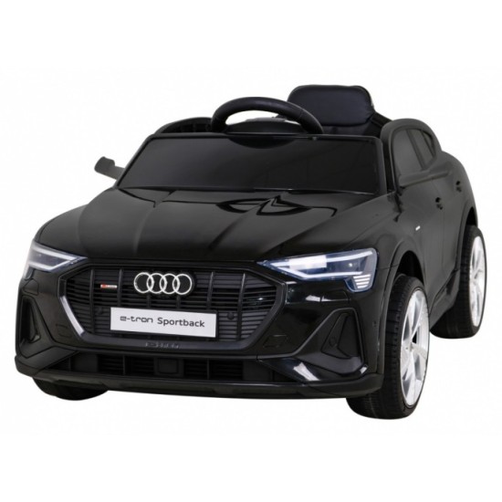 JOKO Elektrické autíčko AUDI E-Tron Sportback 4x4, penové kolesá, kožené sedadlo, čierne
