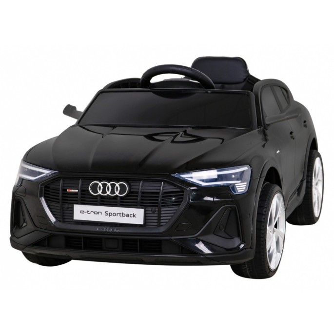 JOKO Elektrické autíčko AUDI E-Tron Sportback 4x4, penové kolesá, kožené sedadlo, čierne