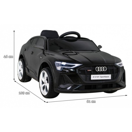 JOKO Elektrické autíčko AUDI E-Tron Sportback 4x4, penové kolesá, kožené sedadlo, čierne