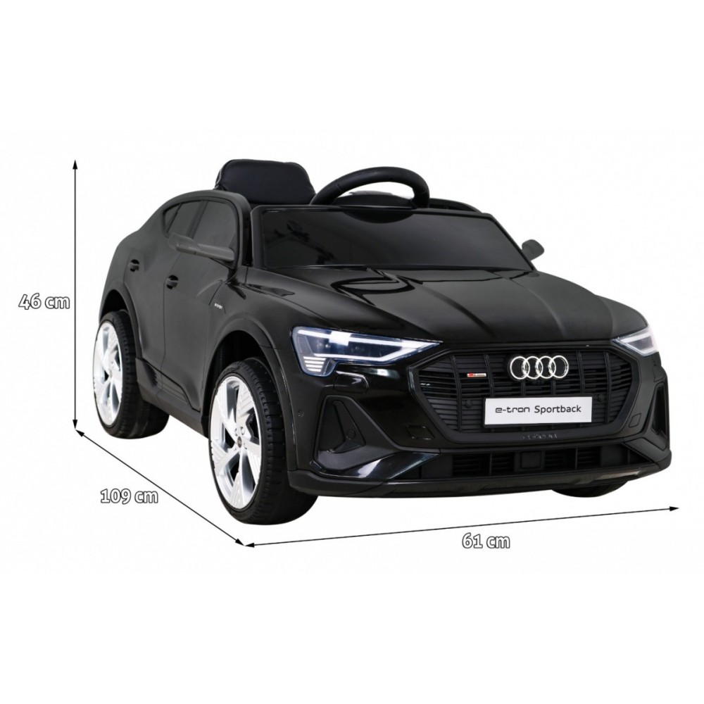 JOKO Elektrické autíčko AUDI E-Tron Sportback 4x4, penové kolesá, kožené sedadlo, čierne