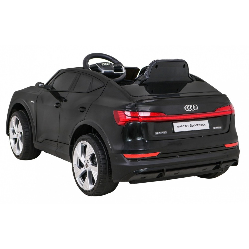 JOKO Elektrické autíčko AUDI E-Tron Sportback 4x4, penové kolesá, kožené sedadlo, čierne