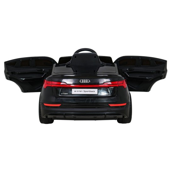 JOKO Elektrické autíčko AUDI E-Tron Sportback 4x4, penové kolesá, kožené sedadlo, čierne