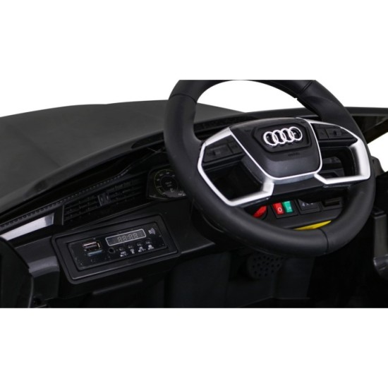JOKO Elektrické autíčko AUDI E-Tron Sportback 4x4, penové kolesá, kožené sedadlo, čierne
