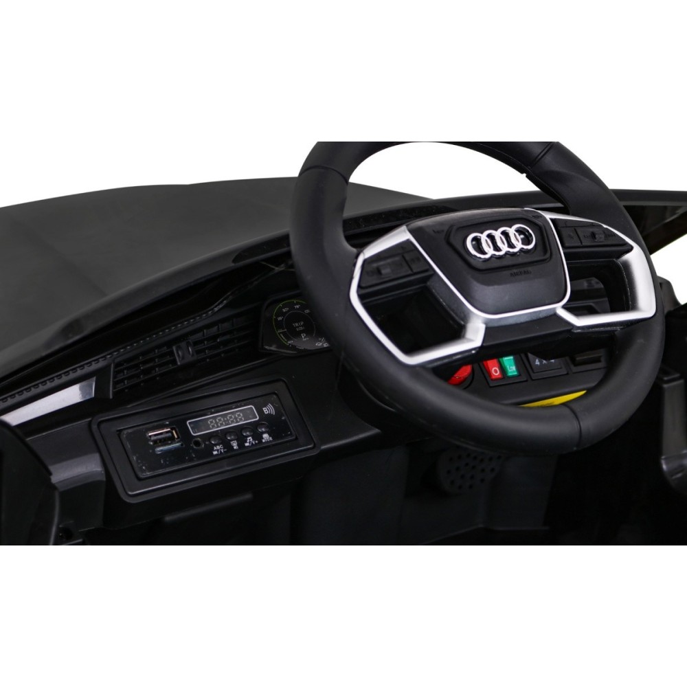 JOKO Elektrické autíčko AUDI E-Tron Sportback 4x4, penové kolesá, kožené sedadlo, čierne