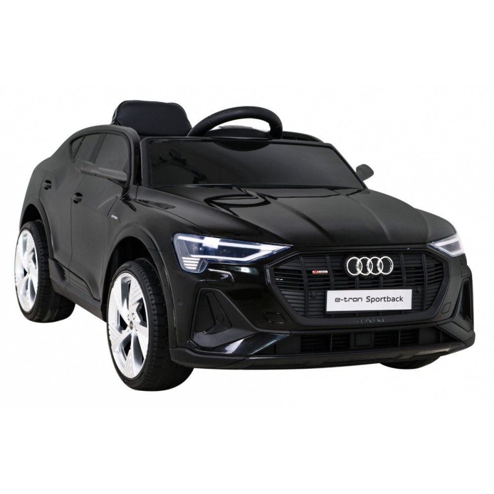 JOKO Elektrické autíčko AUDI E-Tron Sportback 4x4, penové kolesá, kožené sedadlo, čierne