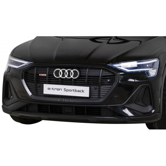 JOKO Elektrické autíčko AUDI E-Tron Sportback 4x4, penové kolesá, kožené sedadlo, čierne