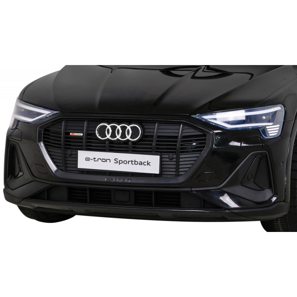JOKO Elektrické autíčko AUDI E-Tron Sportback 4x4, penové kolesá, kožené sedadlo, čierne