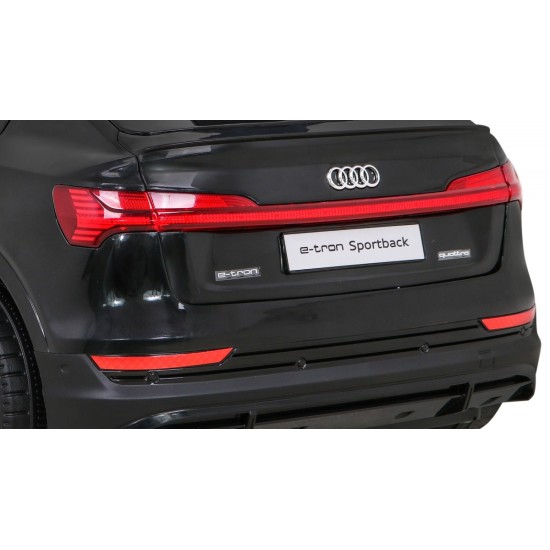 JOKO Elektrické autíčko AUDI E-Tron Sportback 4x4, penové kolesá, kožené sedadlo, čierne